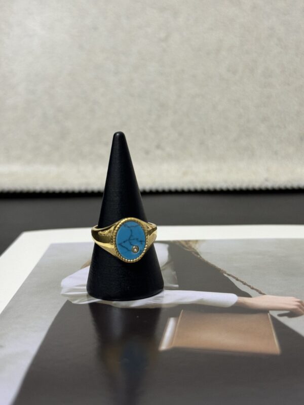 Turquoise Oval Signet Ring - Image 2